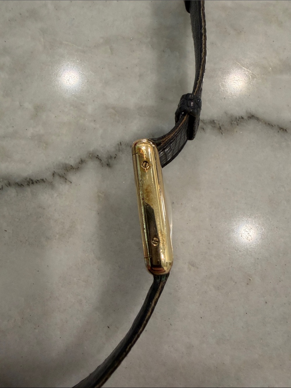 Cartier de Must Women’s Gold-Vermeil Tank Watch with Black Leather Strap VINTAGE - Picture 9 of 13